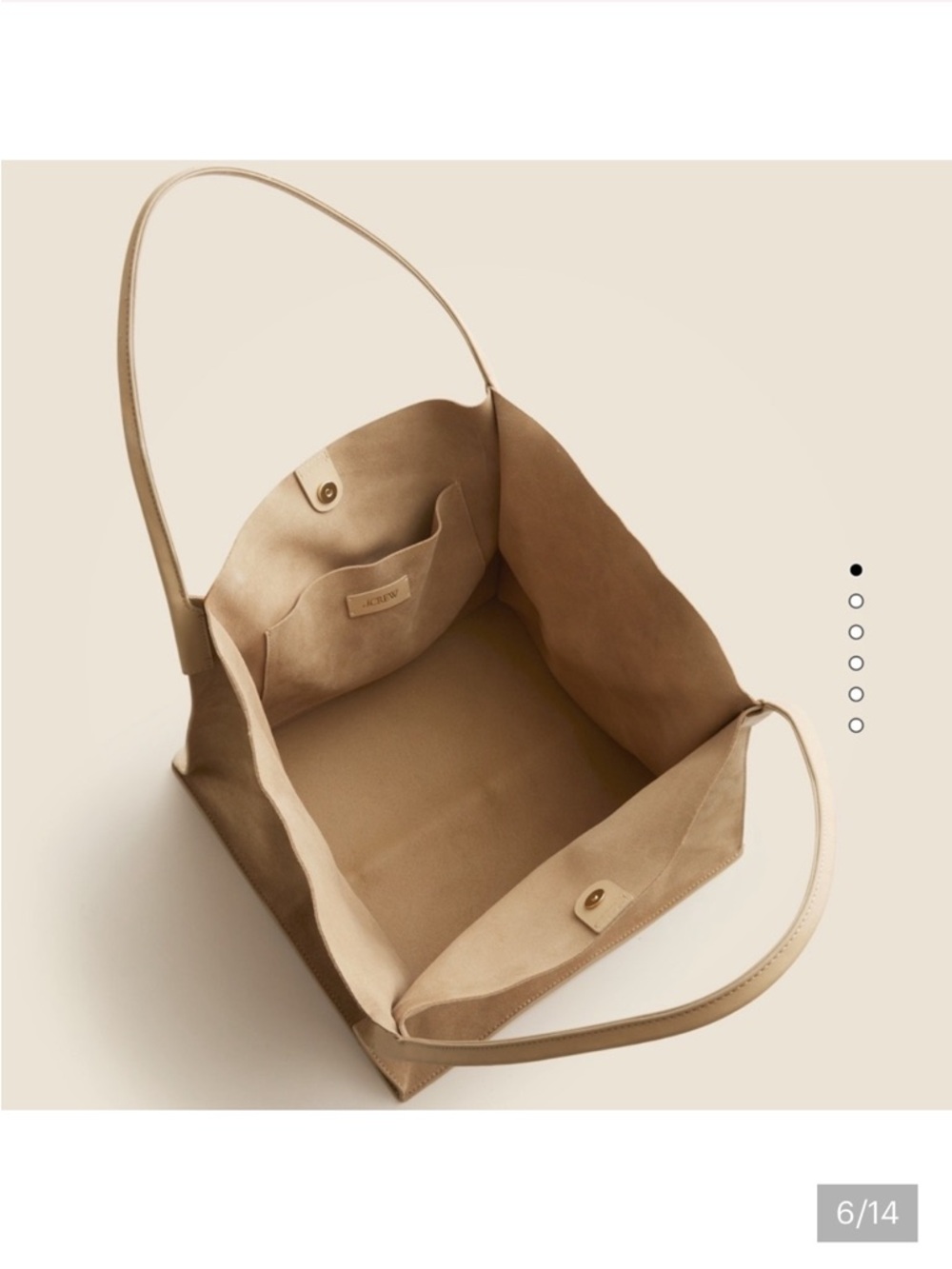Jcrew suede Tote Bag in Light Brown. Brand new! - Picture 5 of 6
